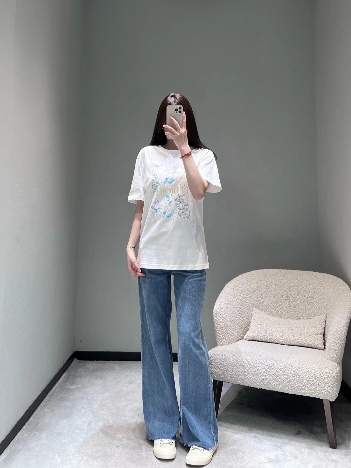 디올 별하늘 자수 여성 반팔 티셔츠 상세 이미지 6