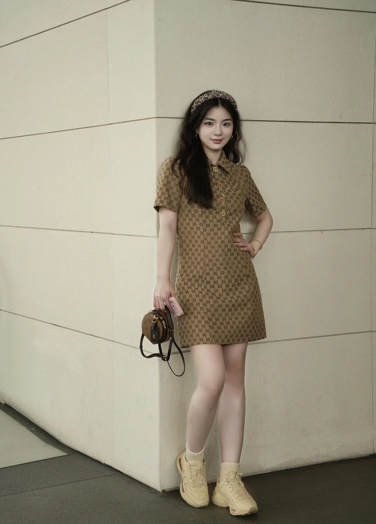 구찌 여성 자카드 슬림핏 반팔 원피스 상세 이미지 8