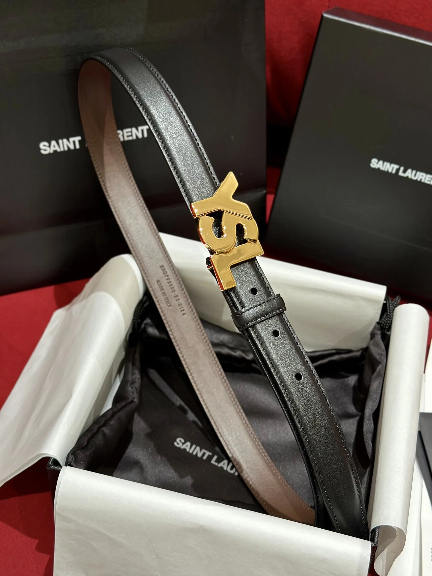 생로랑 YSL 금장 버클 양면 소가죽 벨트 상세 이미지 2