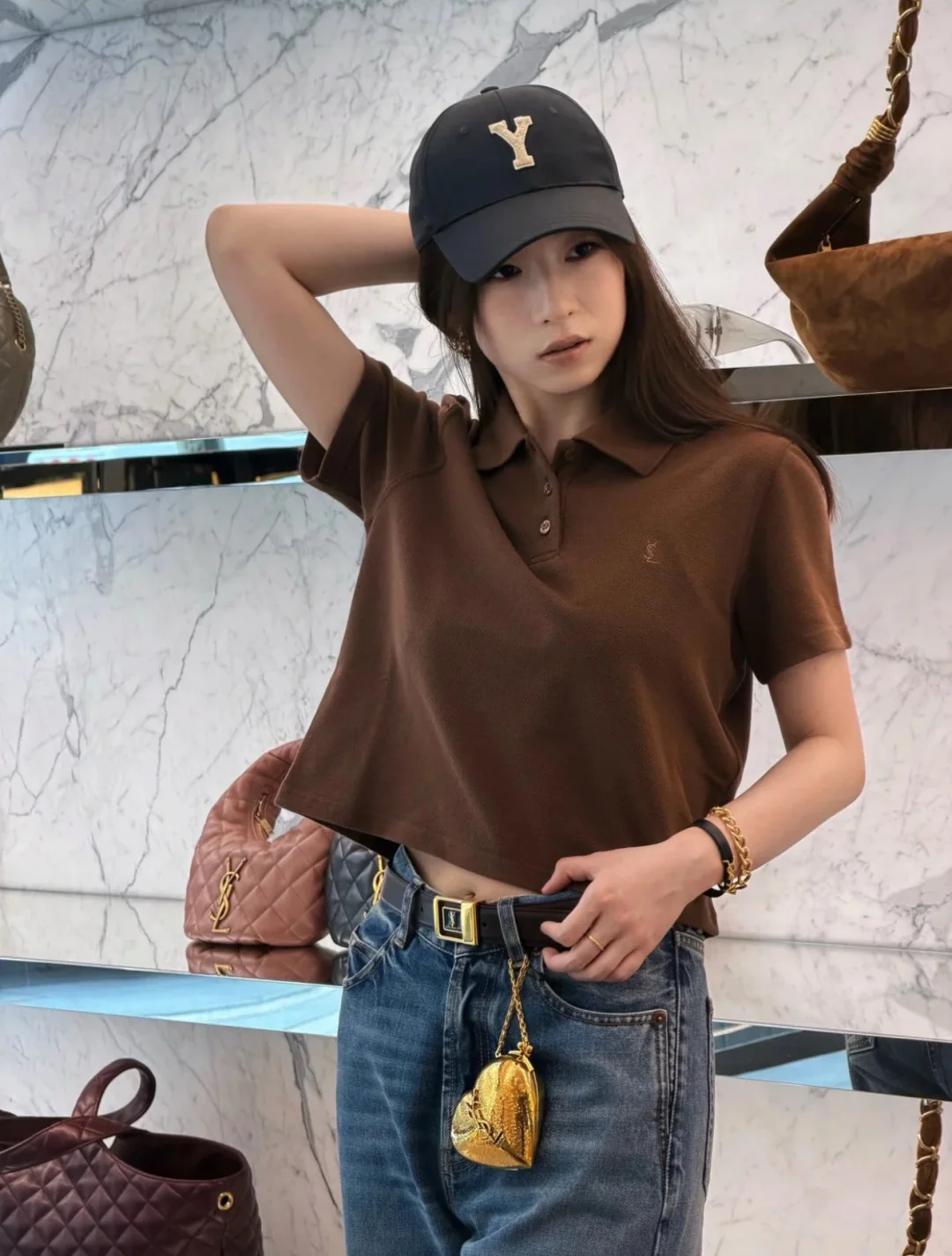 생로랑 자수 로고 카라 반팔 티셔츠 상세 이미지 6