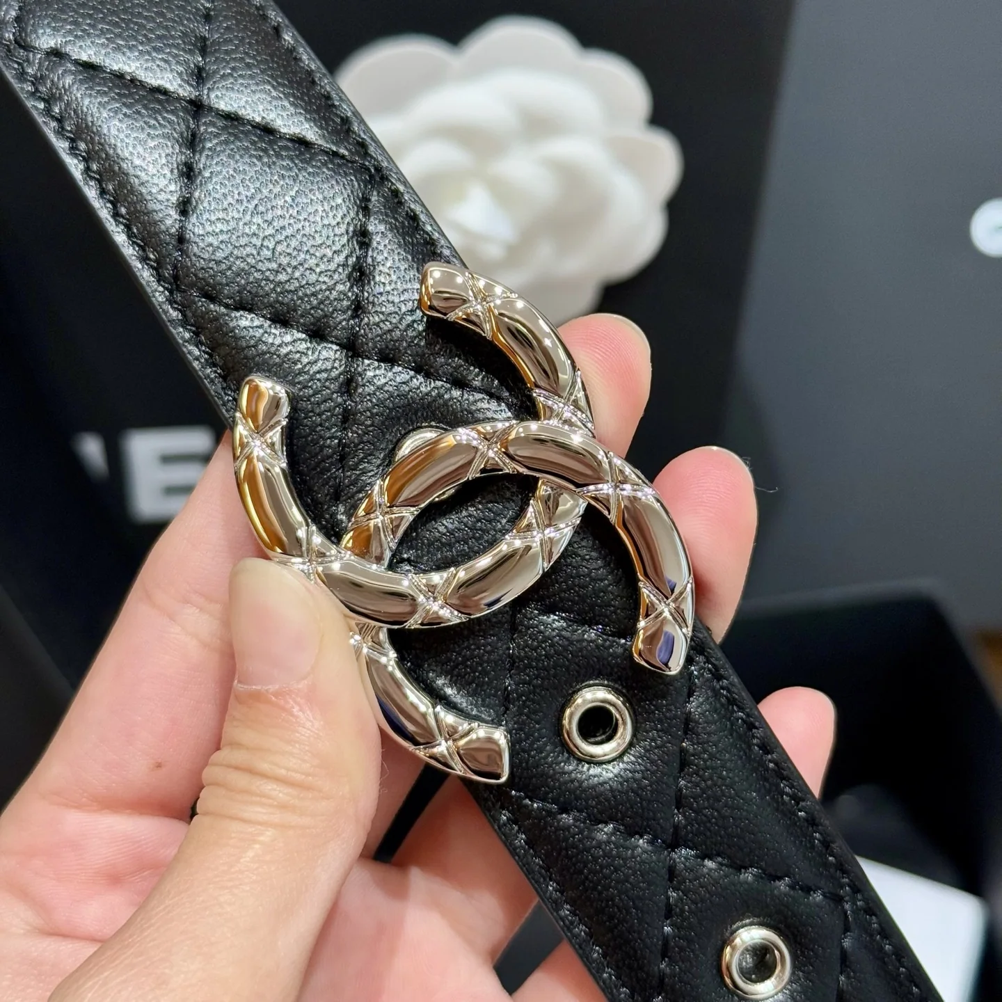 샤넬 골드 더블 C 램스킨 벨트 상세 이미지 3