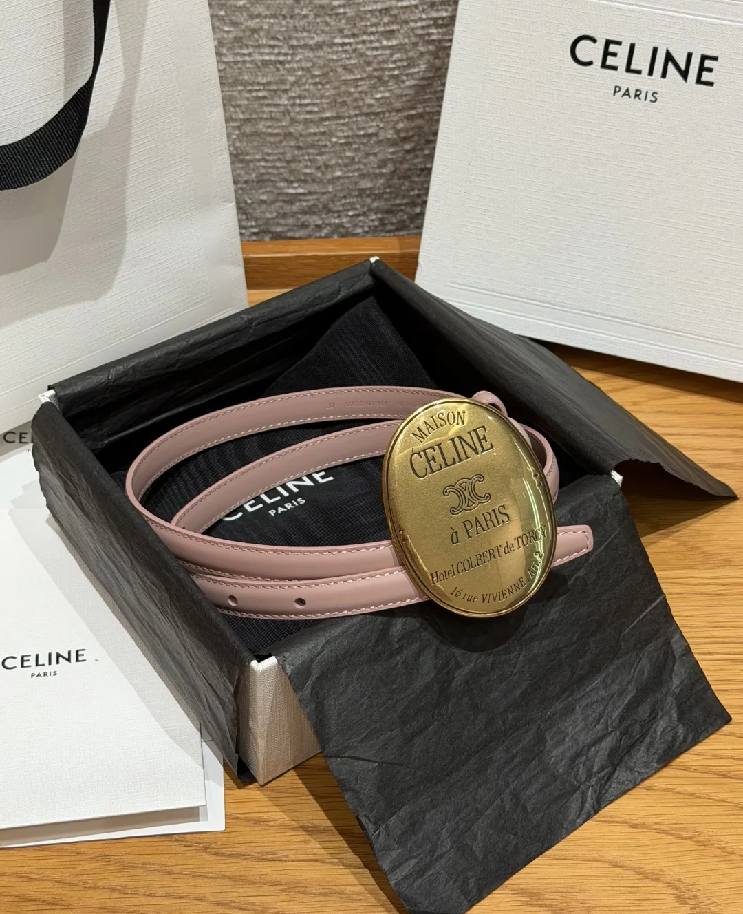 셀린느 MAISON 13mm 골드 버클 슬림 벨트 177144