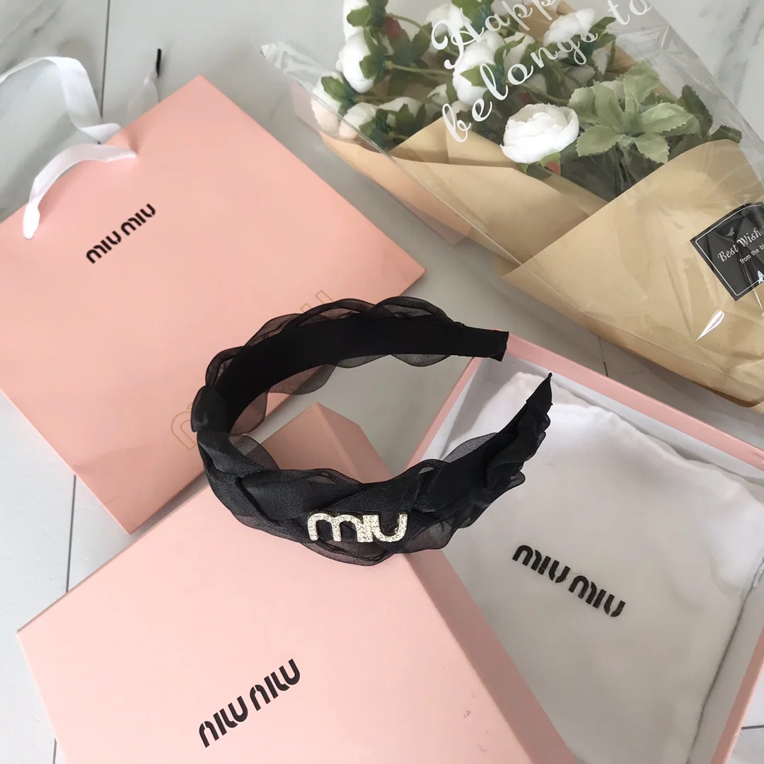 미우미우 스와로브스키 크리스탈 메시 헤드밴드 상세 이미지 1