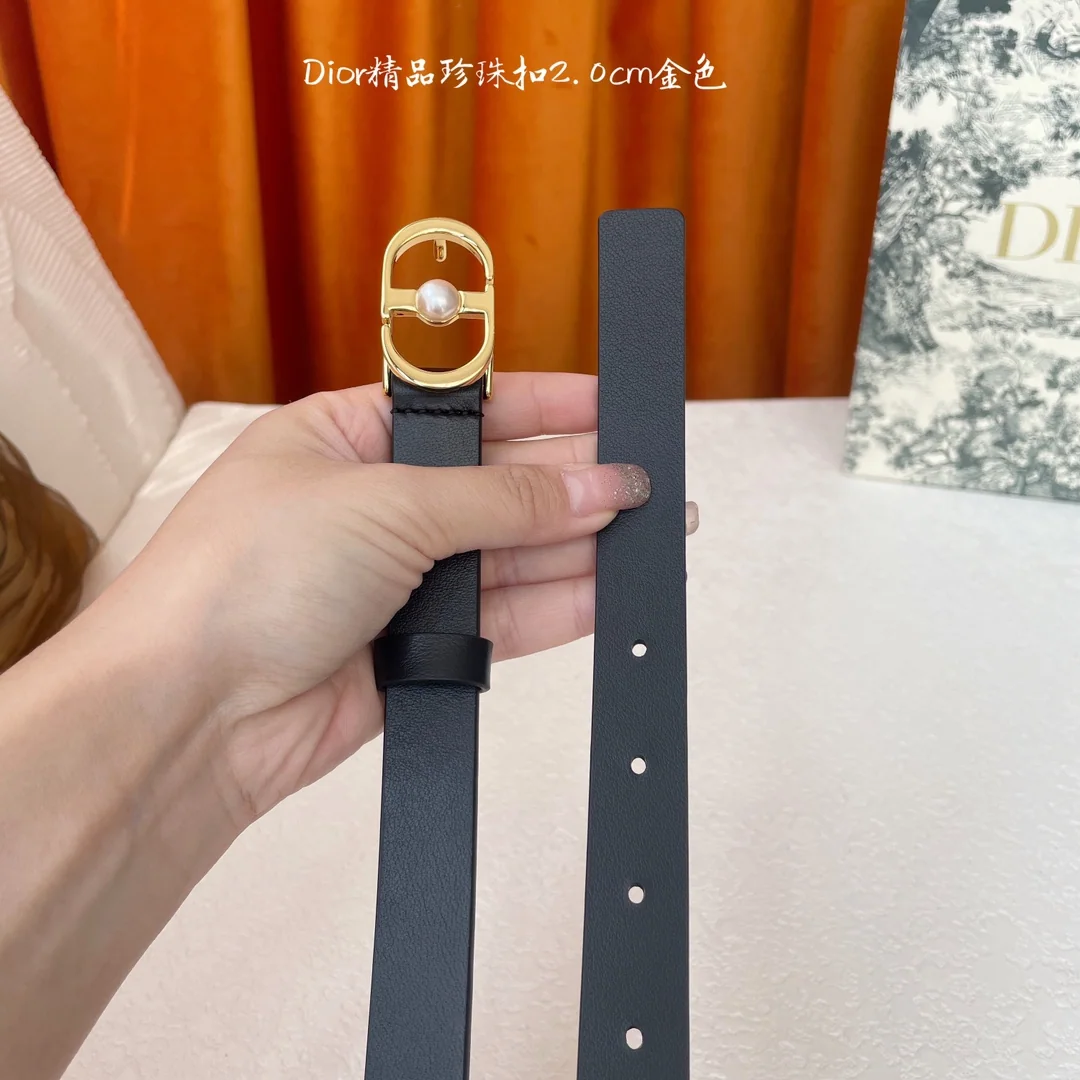 디올 진주 버클 가죽 벨트 상세 이미지 4