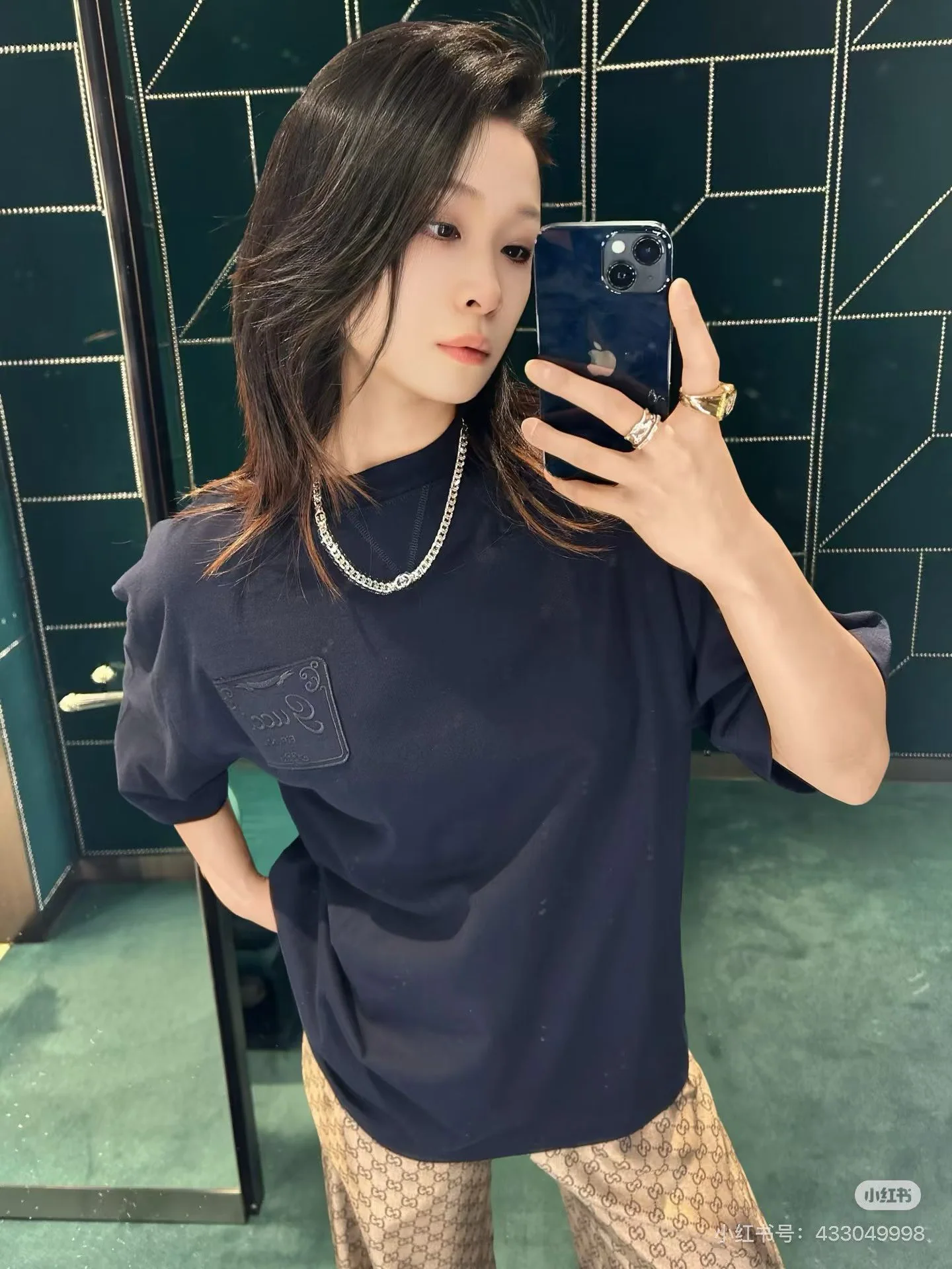 구찌 자수 크루넥 반팔 티셔츠 상세 이미지 1