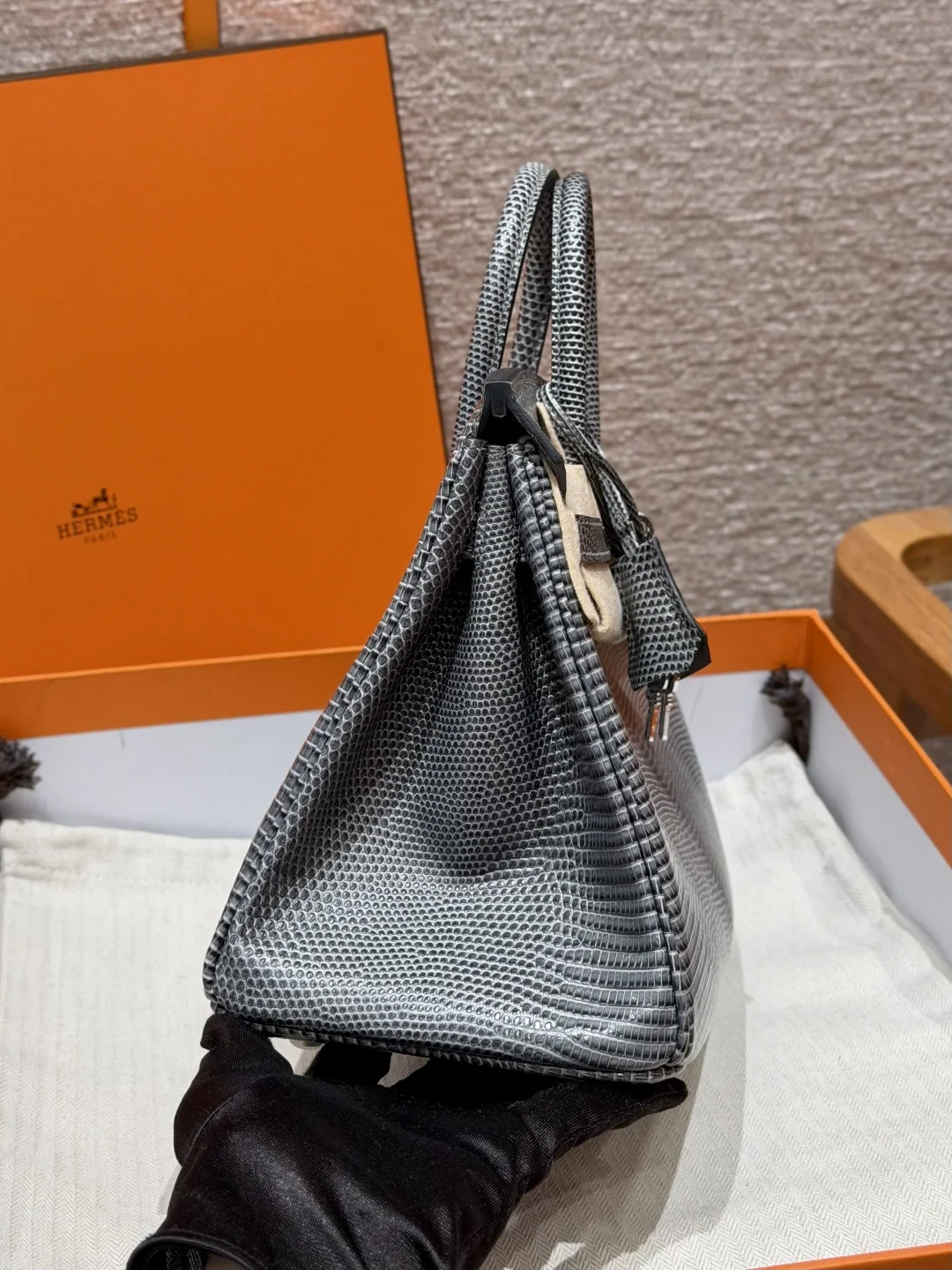 에르메스 버킨 25 도마뱀 가죽 가방 상세 이미지 3