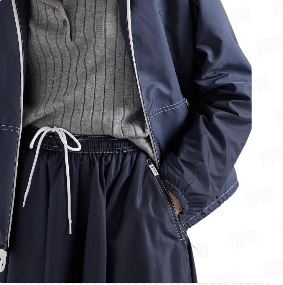 프라다 리사이클 나일론 딥블루 A라인 스커트 상세 이미지 5