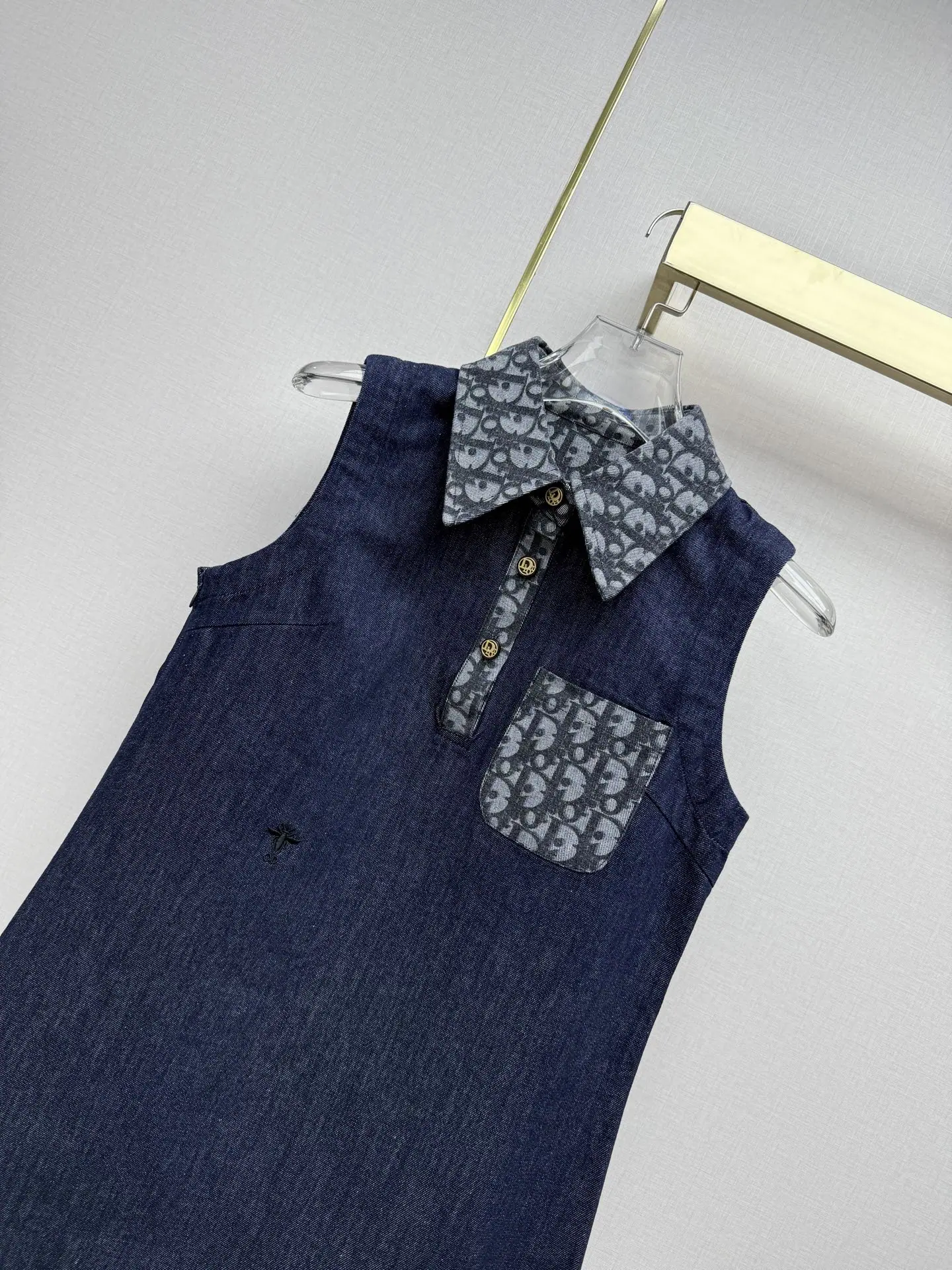 디올 데님 노슬리브 모노그램 자카드 원피스 상세 이미지 4