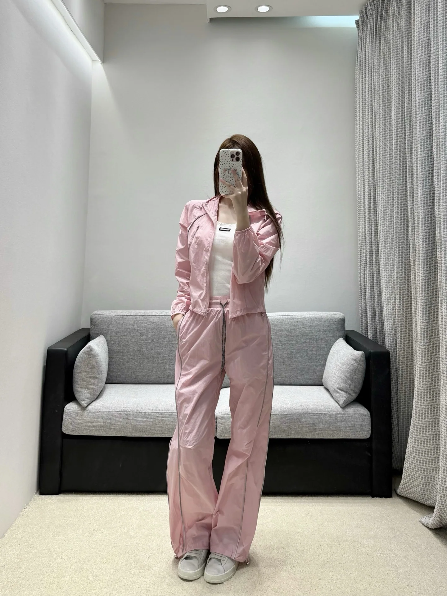샤넬 크롭 후드 재킷 와이드 팬츠 세트 상세 이미지 6