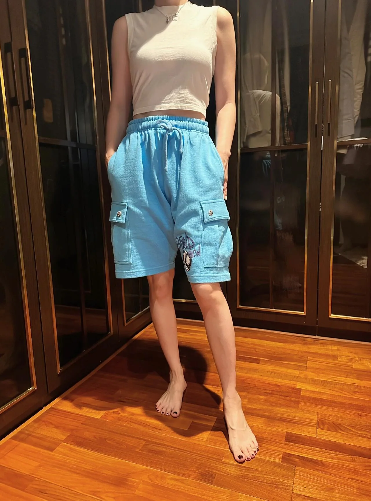 크롬하츠 그래피티 프린트 카고 남성 반바지 상세 이미지 3