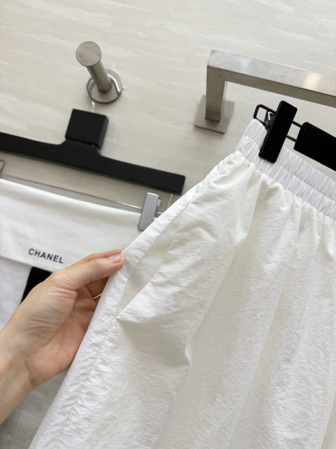 샤넬 화이트 레이스 트림 와이드 큐롯 팬츠 상세 이미지 7