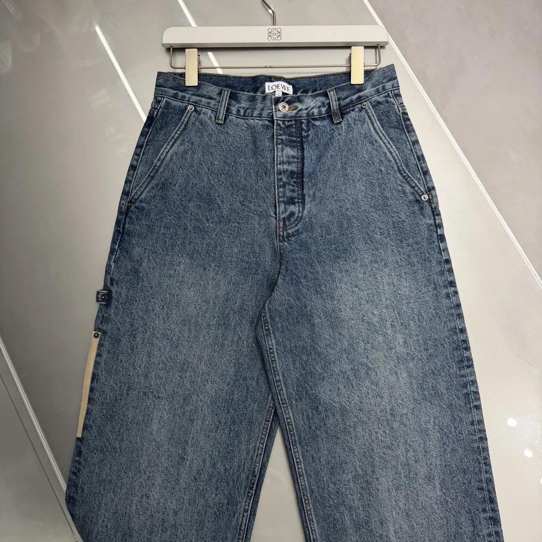 로에베 워시드 코튼 데님 남성 바지 상세 이미지 4