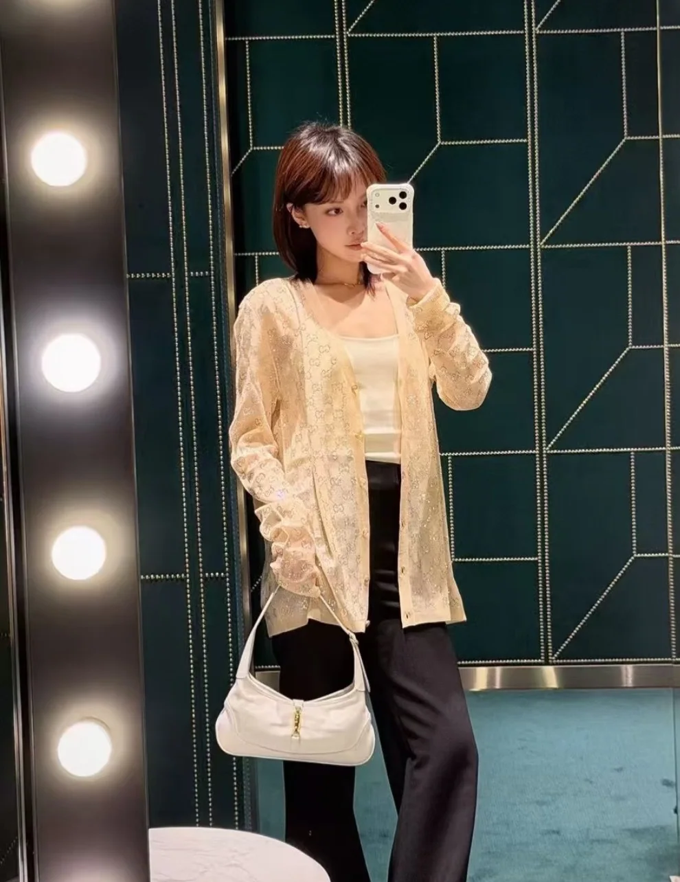 구찌 라인스톤 롱 가디건 상세 이미지 1