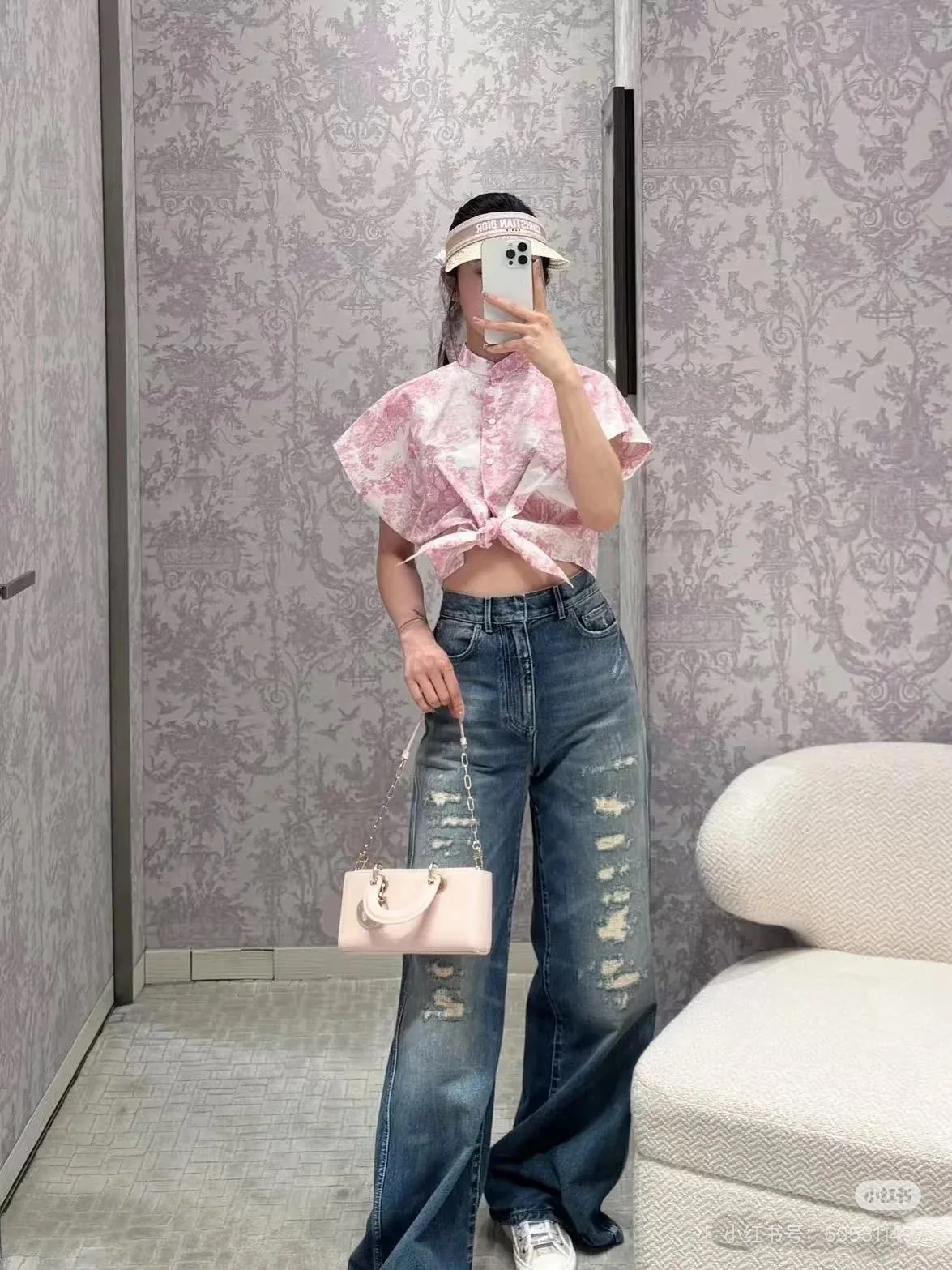 디올 다미지 가공 와이드 레그 데님 바지 25 SS 상세 이미지 6