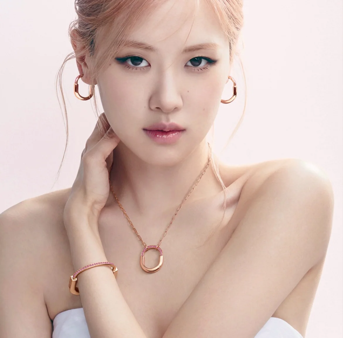 티파니 락 핑크 큐빅 목걸이 상세 이미지 5