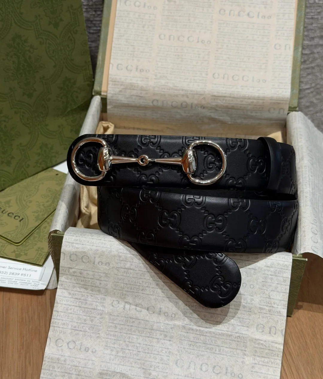 구찌 호스빗 GG 각인 40mm 벨트 176825