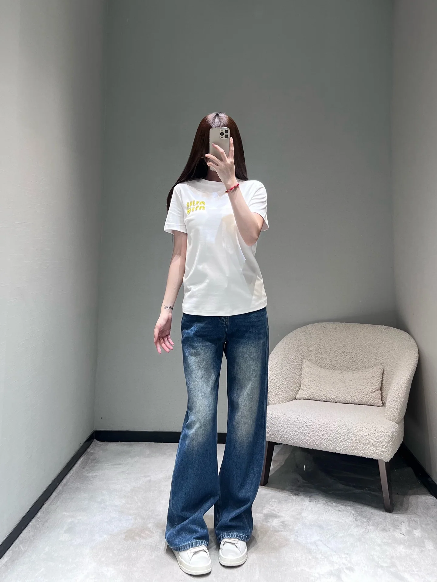 미우미우 레터 라인스톤 반팔 티셔츠 26 SS 상세 이미지 6