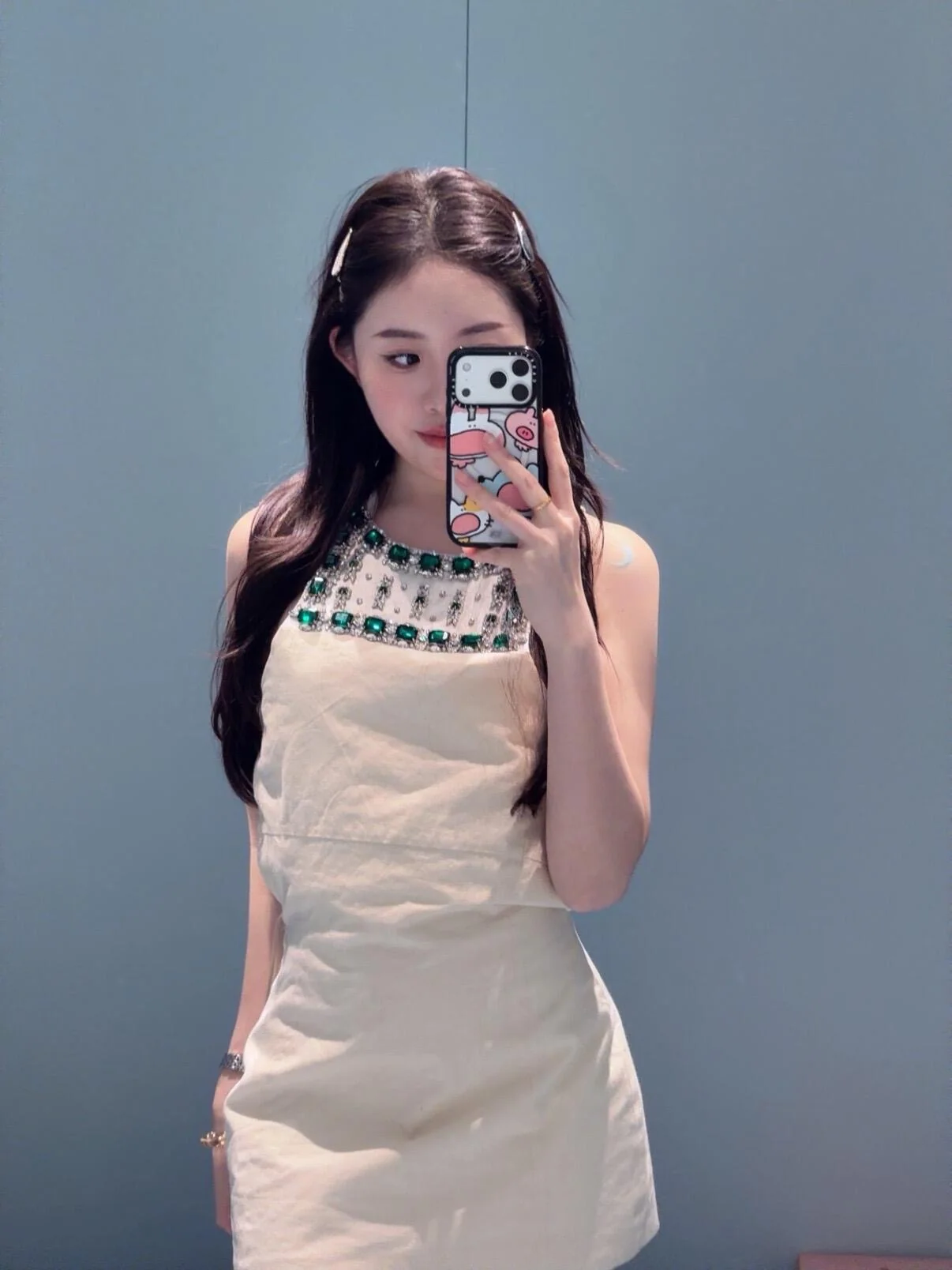 미우미우 A라인 폴로 카라 민소매 원피스 2026 SS 상세 이미지 4