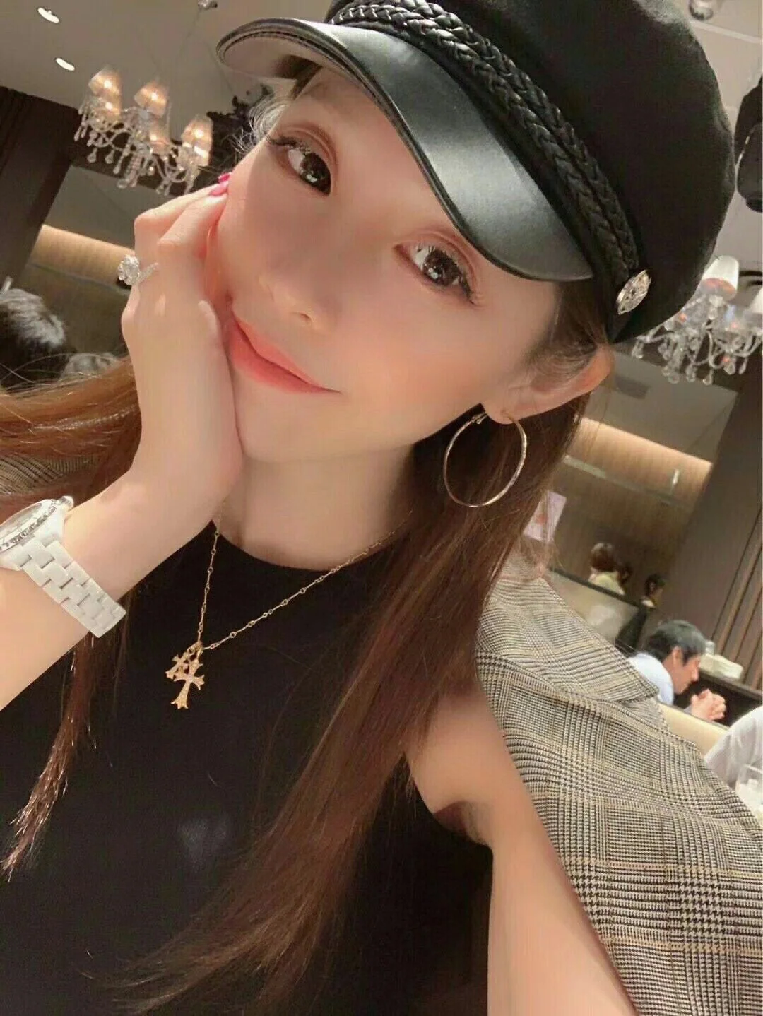 크롬하츠 18 K 골드 다이아몬드 더블 크로스 목걸이 상세 이미지 2