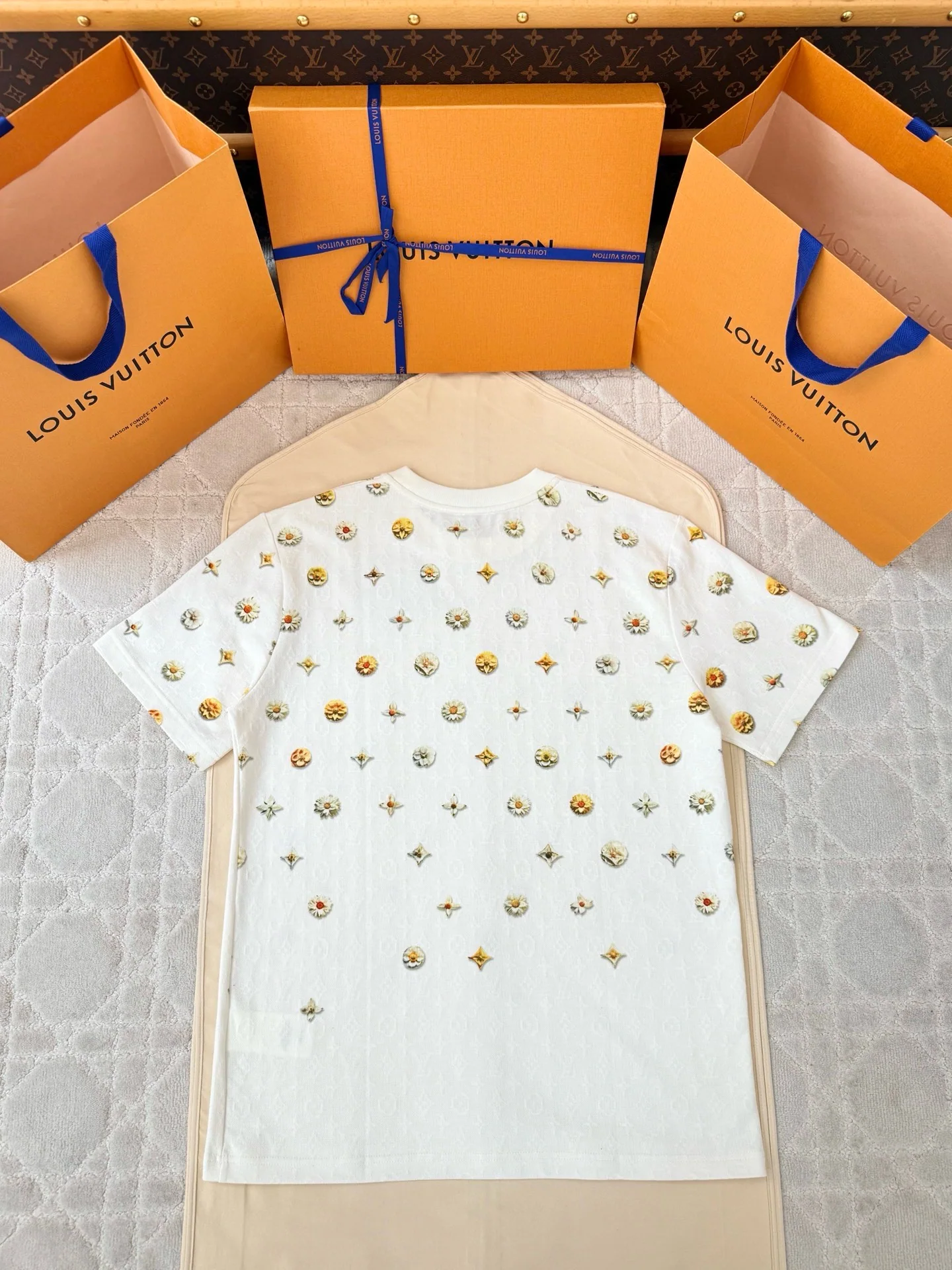 루이비통 LV 꽃무늬 자카드 니트 반팔 티셔츠 상세 이미지 2