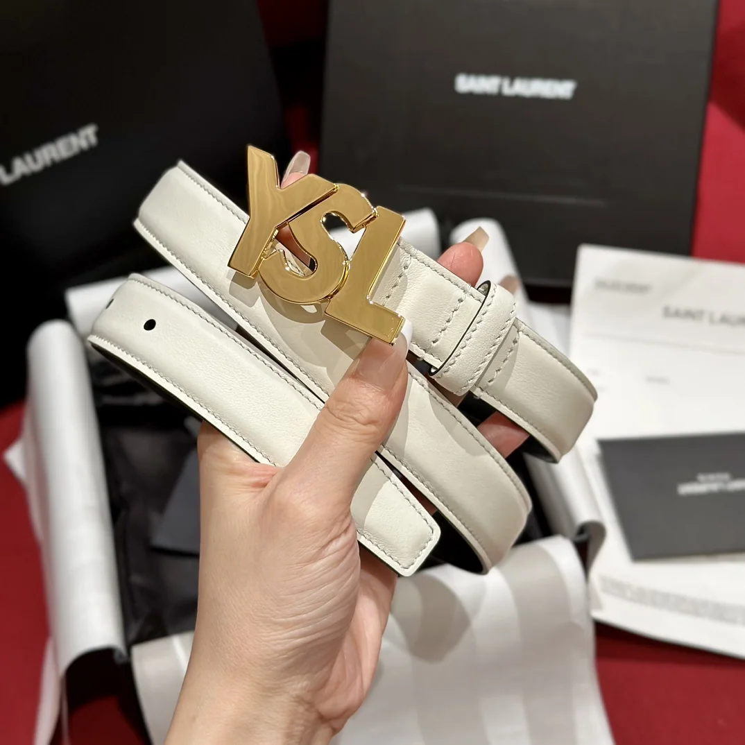 생로랑 YSL 금장 양면 송아지가죽 벨트 상세 이미지 4