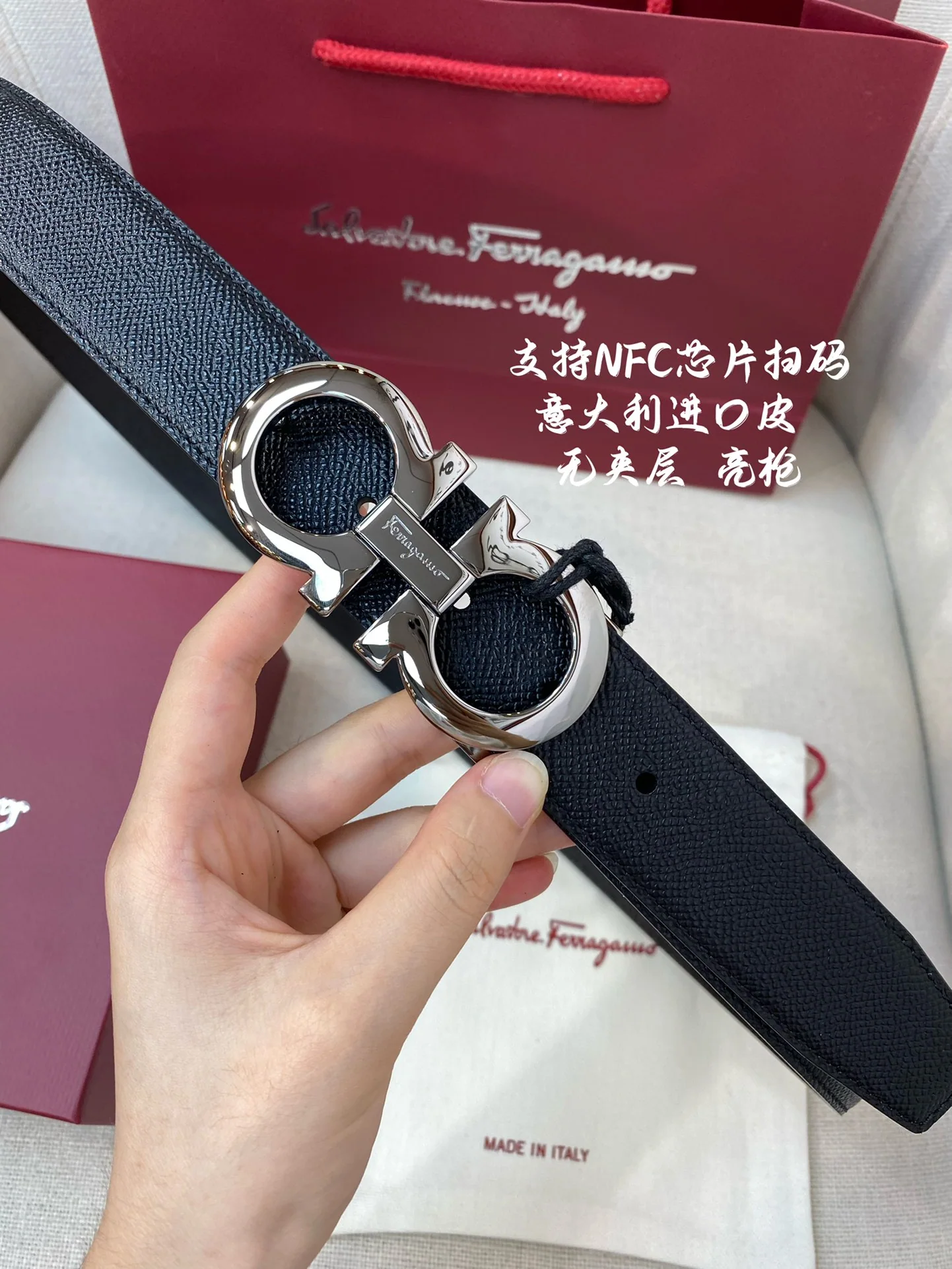 페레가모 본가죽 벨트 3.5 CM202500320 상세 이미지 2