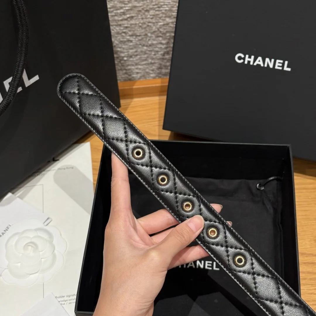 샤넬 다이아몬드 패턴 램스킨 더블 C 메탈 벨트 상세 이미지 7