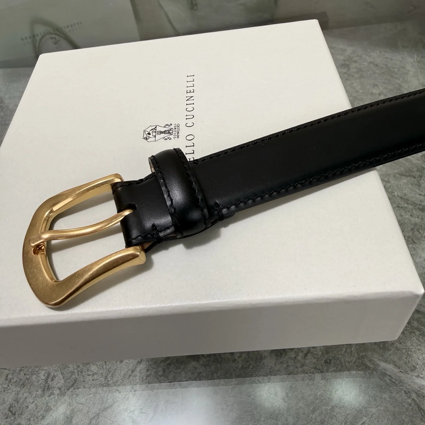 브루넬로쿠치넬리 3.0 와이드 양면 소가죽 벨트 상세 이미지 5