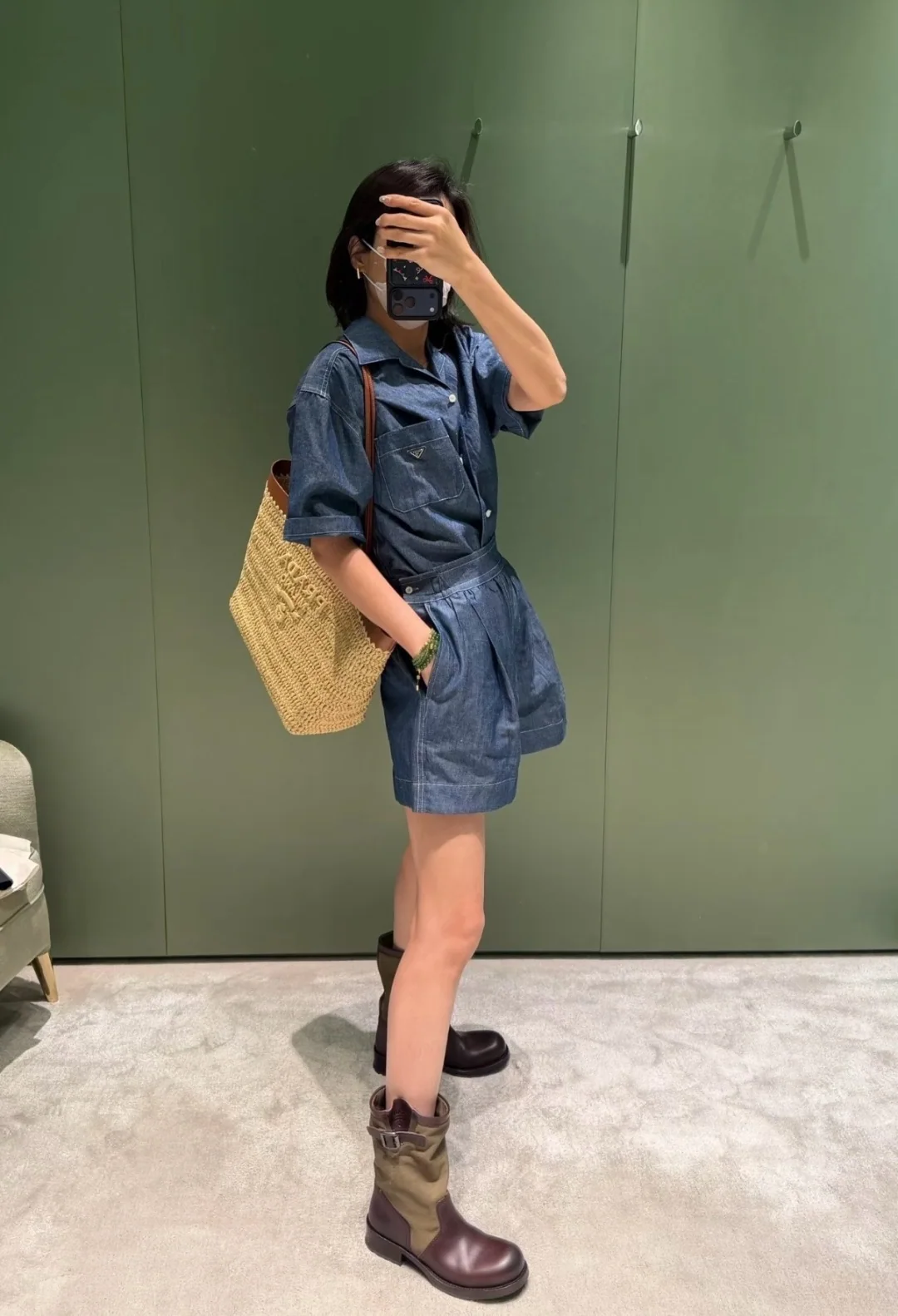 프라다 경량 데님 점프수트 세트 상세 이미지 8