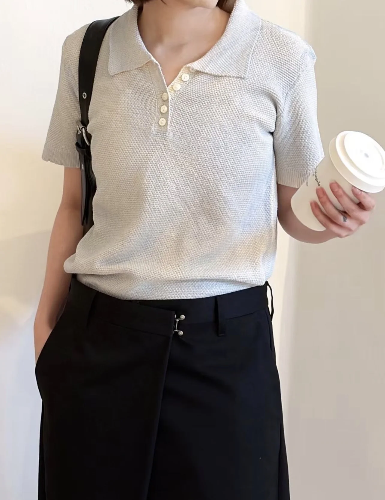 마르지엘라 블루 반팔 니트 티셔츠 상세 이미지 4