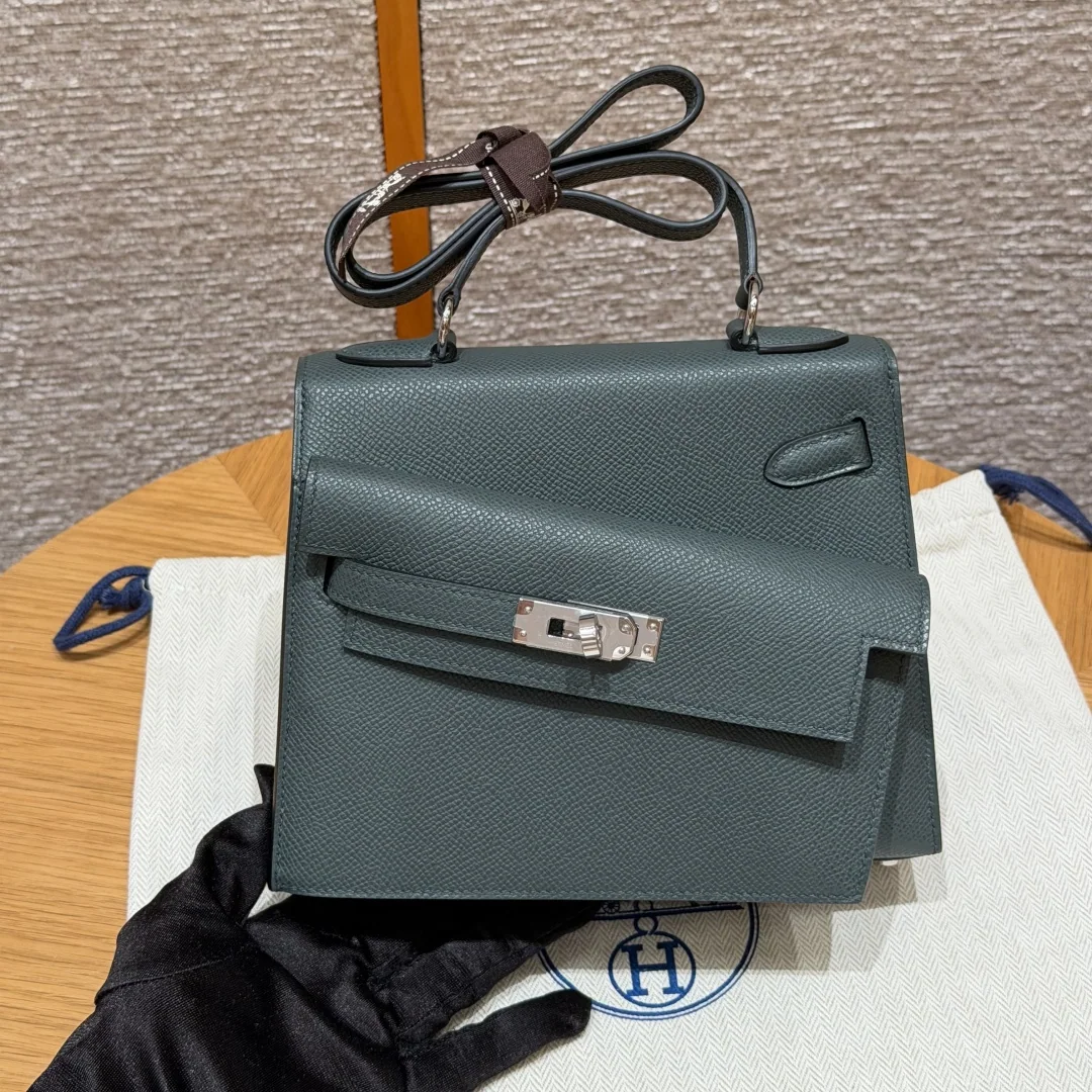 에르메스 켈리 그린 실버 하드웨어 가방 상세 이미지 2