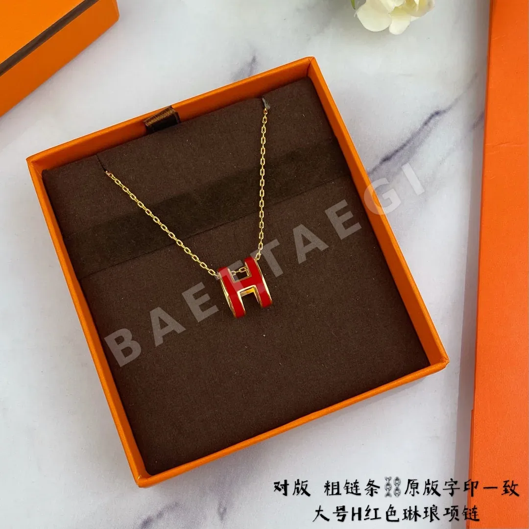 에르메스 H 에나멜 라지 목걸이 상세 이미지 4