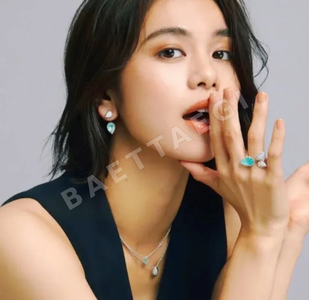 부쉐론 블루그린 칼세도니 골드 비즈 장식 반지 상세 이미지 3