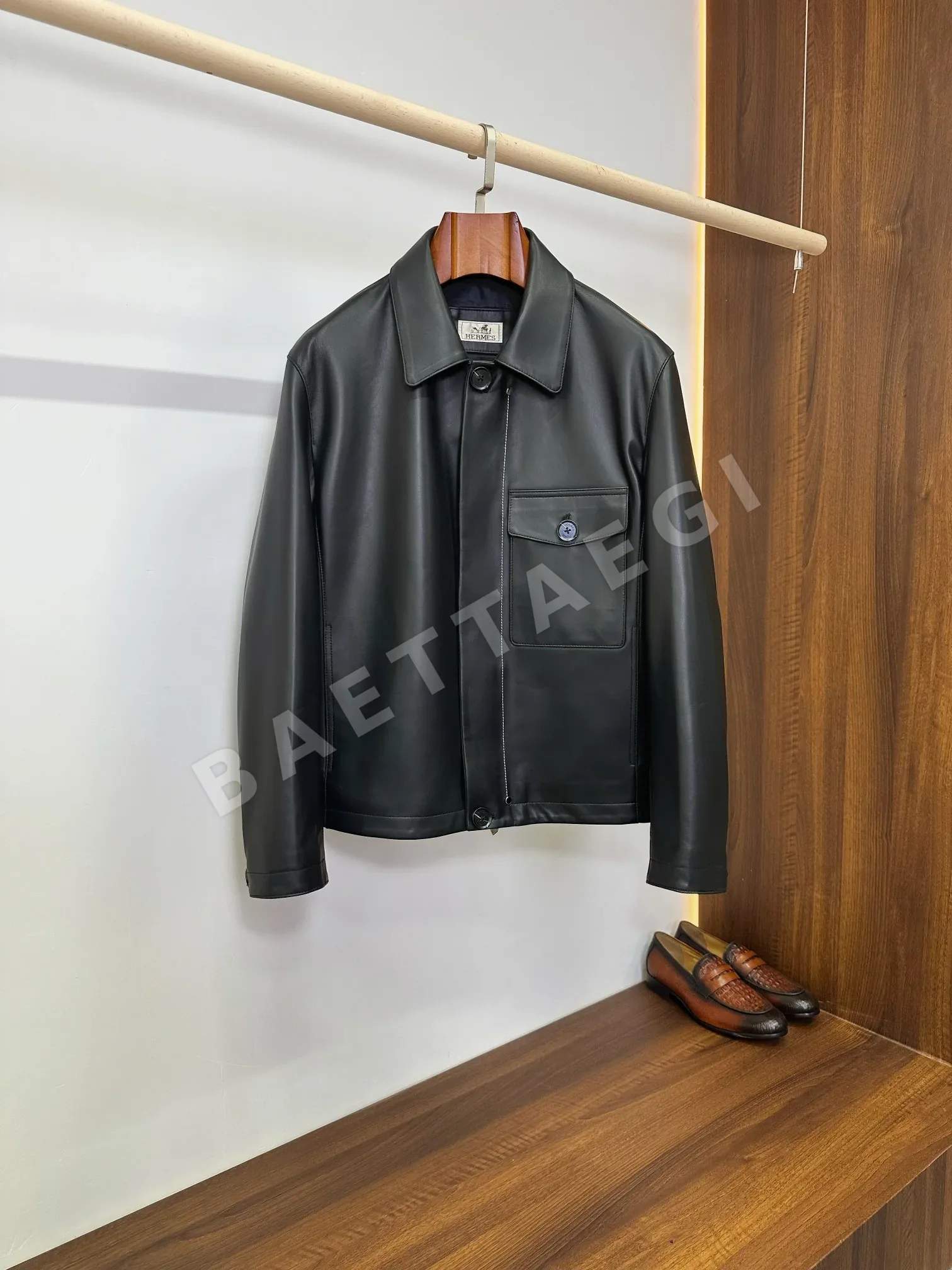 에르메스 블랙 램스킨 카라 남성 자켓 186356