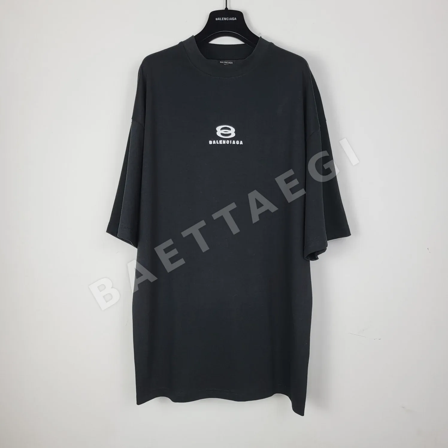 발렌시아가 더블링 패치워크 자수 프린트 코튼 반팔 티셔츠 818