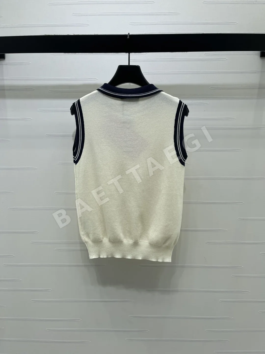 미우미우 울 카라 반팔 니트 베스트 상세 이미지 8