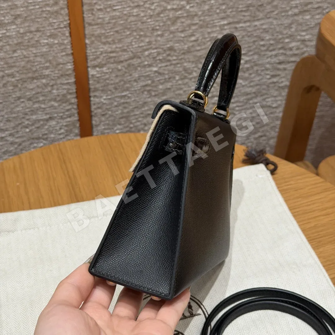 에르메스 켈리 미니 2 블랙 가죽 가방 상세 이미지 4