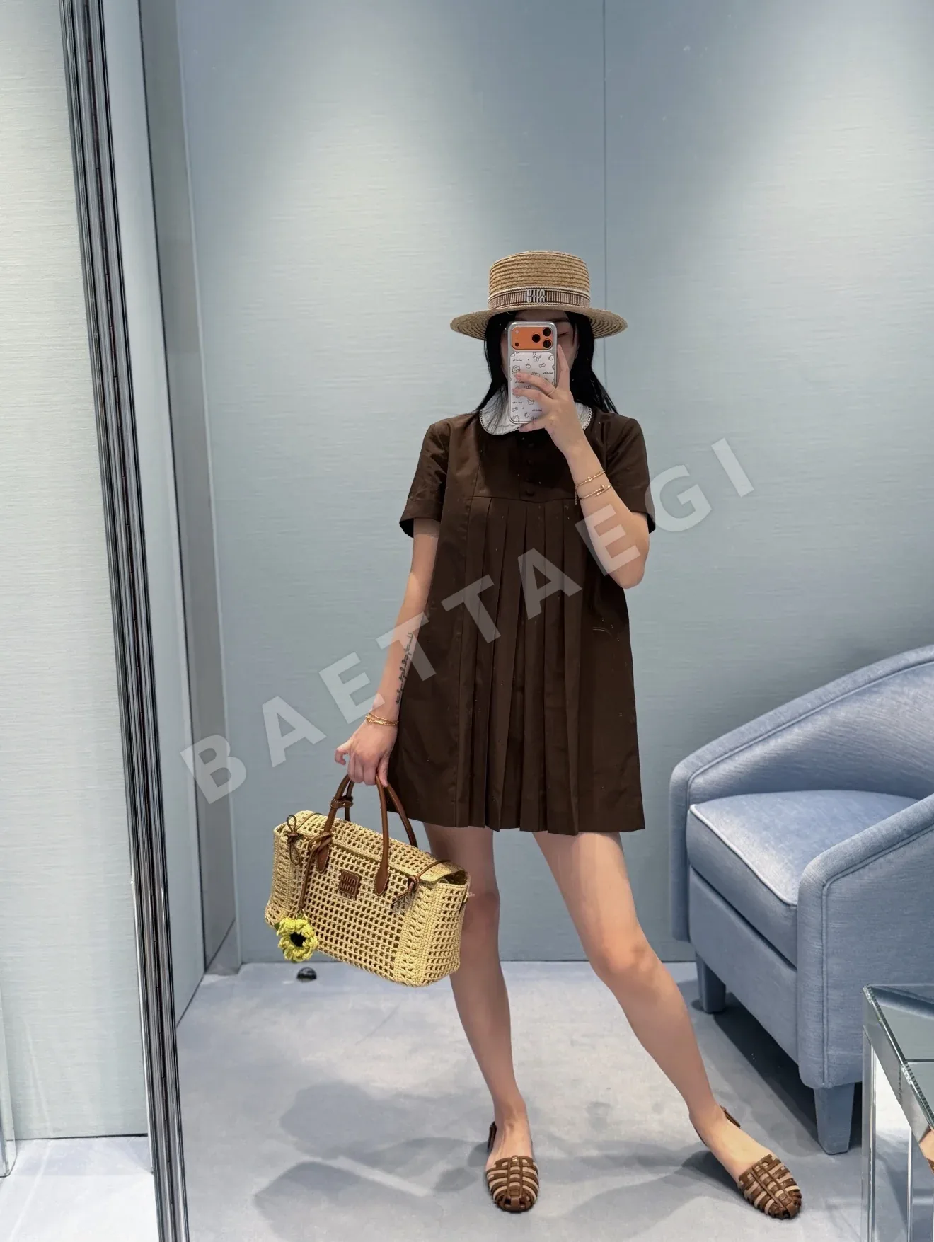 미우미우 피터팬 카라 레이스 A라인 원피스 상세 이미지 4