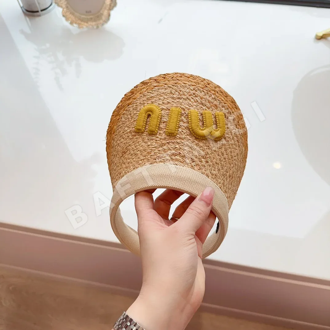 미우미우 라피아 스트로우 바이저 모자 상세 이미지 4