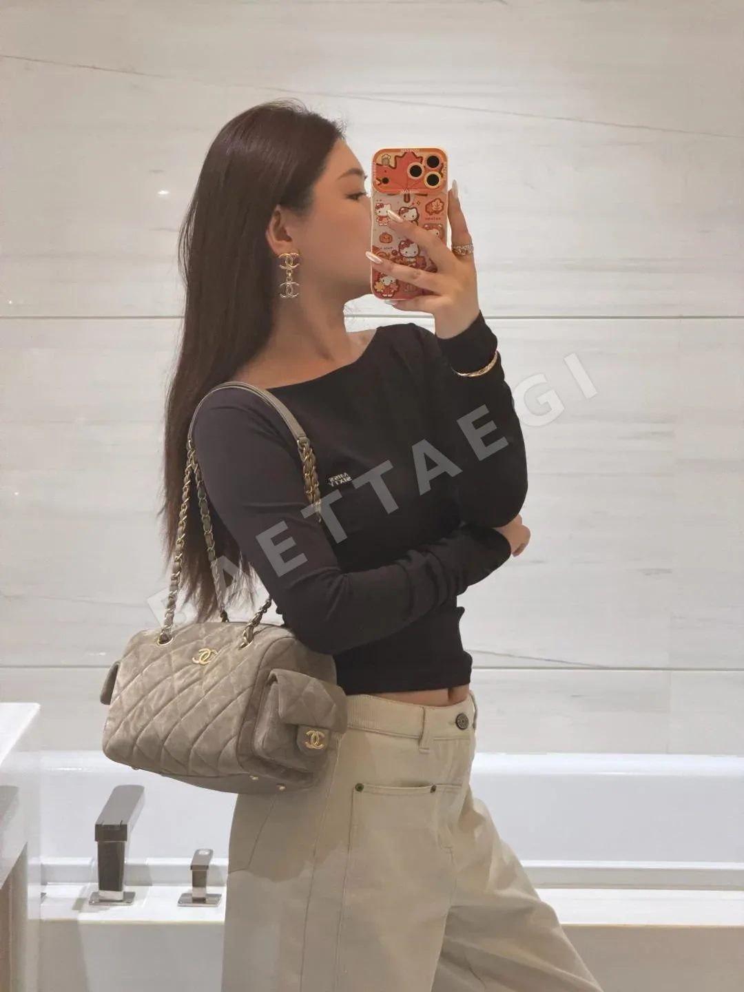 샤넬 골드&실버 더블 C 귀걸이 상세 이미지 2