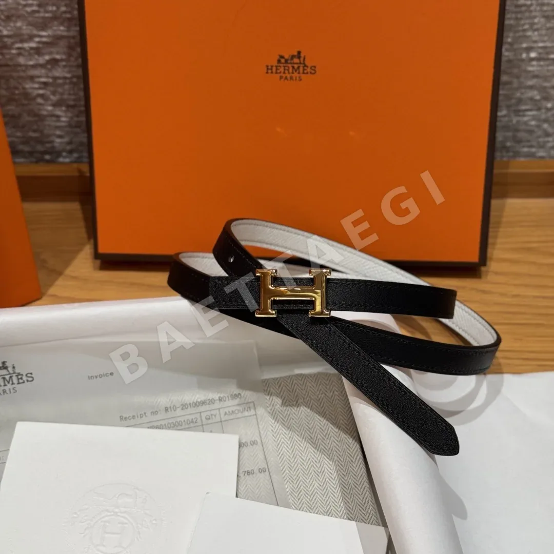 에르메스 미니 H 버클 양면 가죽 벨트 상세 이미지 2
