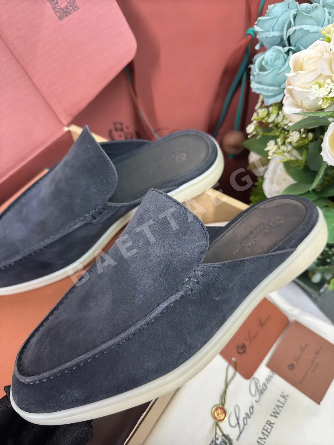 로로피아나 스웨이드 남성 화이트 슬립온 로퍼 상세 이미지 5