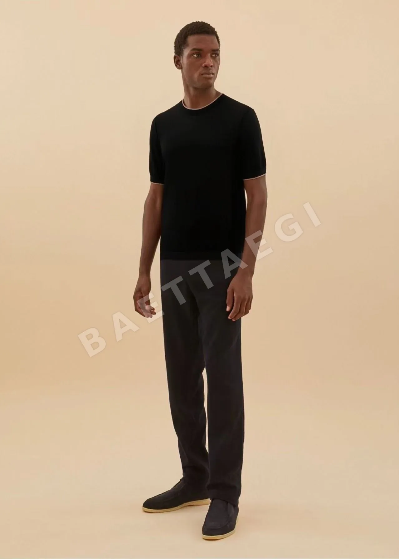 로로피아나 아세테이트 혼방 남성 반팔 티셔츠 상세 이미지 2