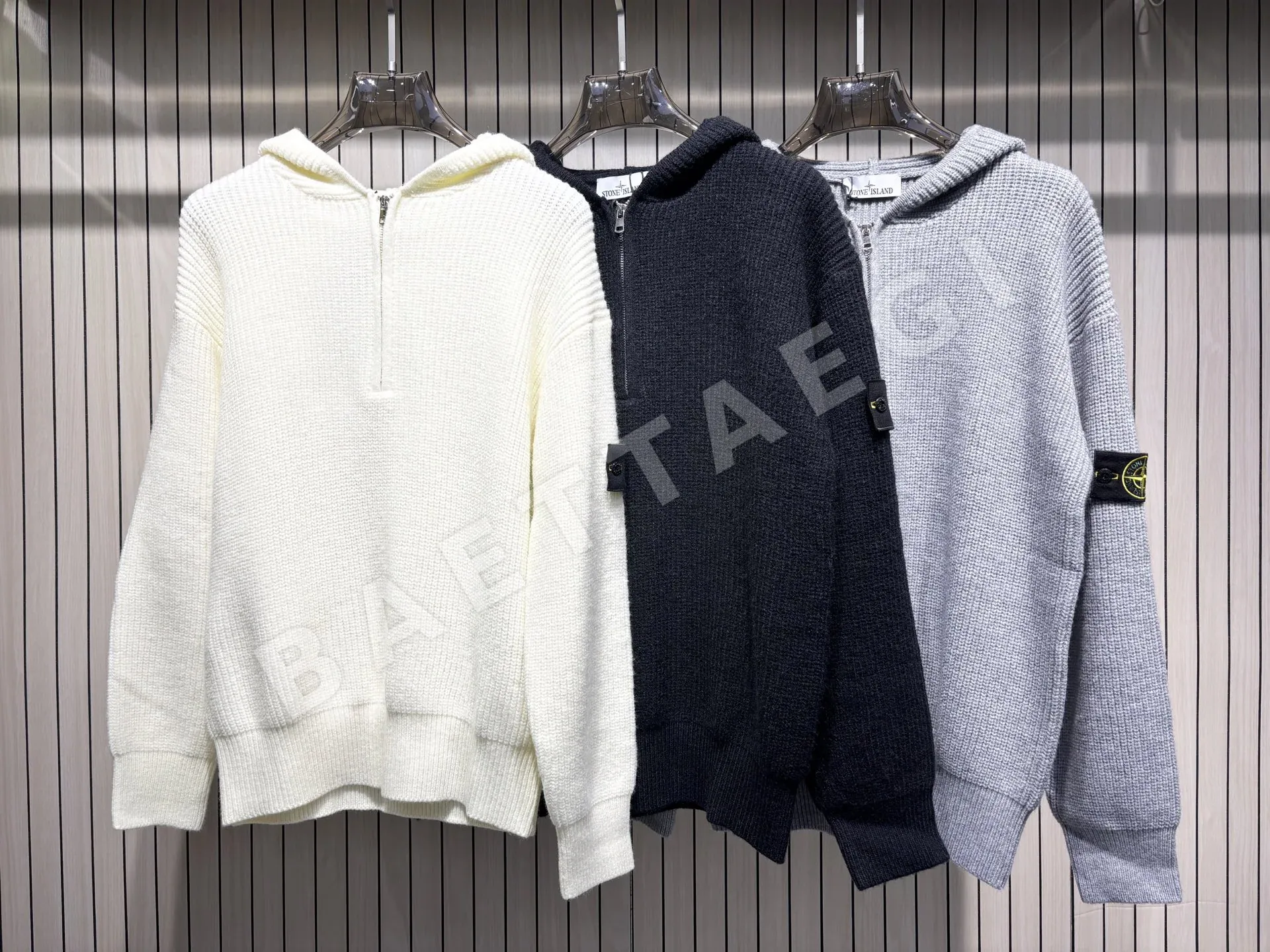 스톤아일랜드 하프 집업 후드 남성 니트 50995