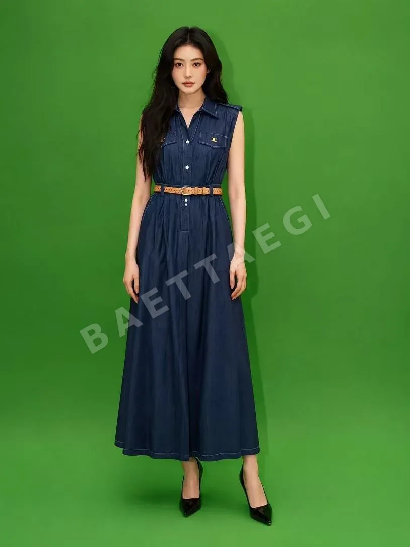 셀린느 데님 코튼 민소매 원피스 상세 이미지 1