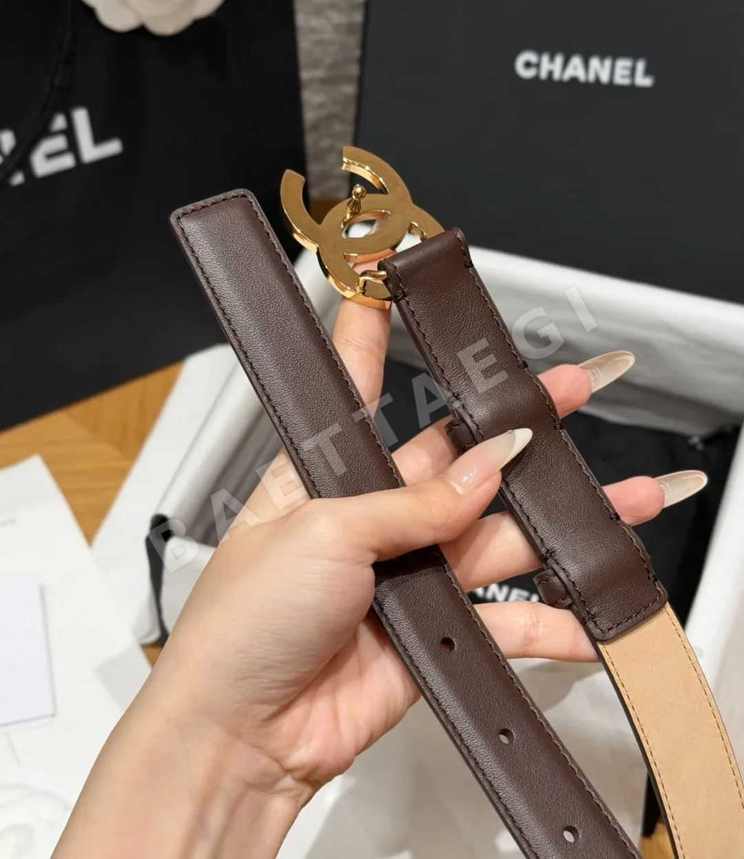 샤넬 더블 C 버클 카프스킨 벨트 상세 이미지 8