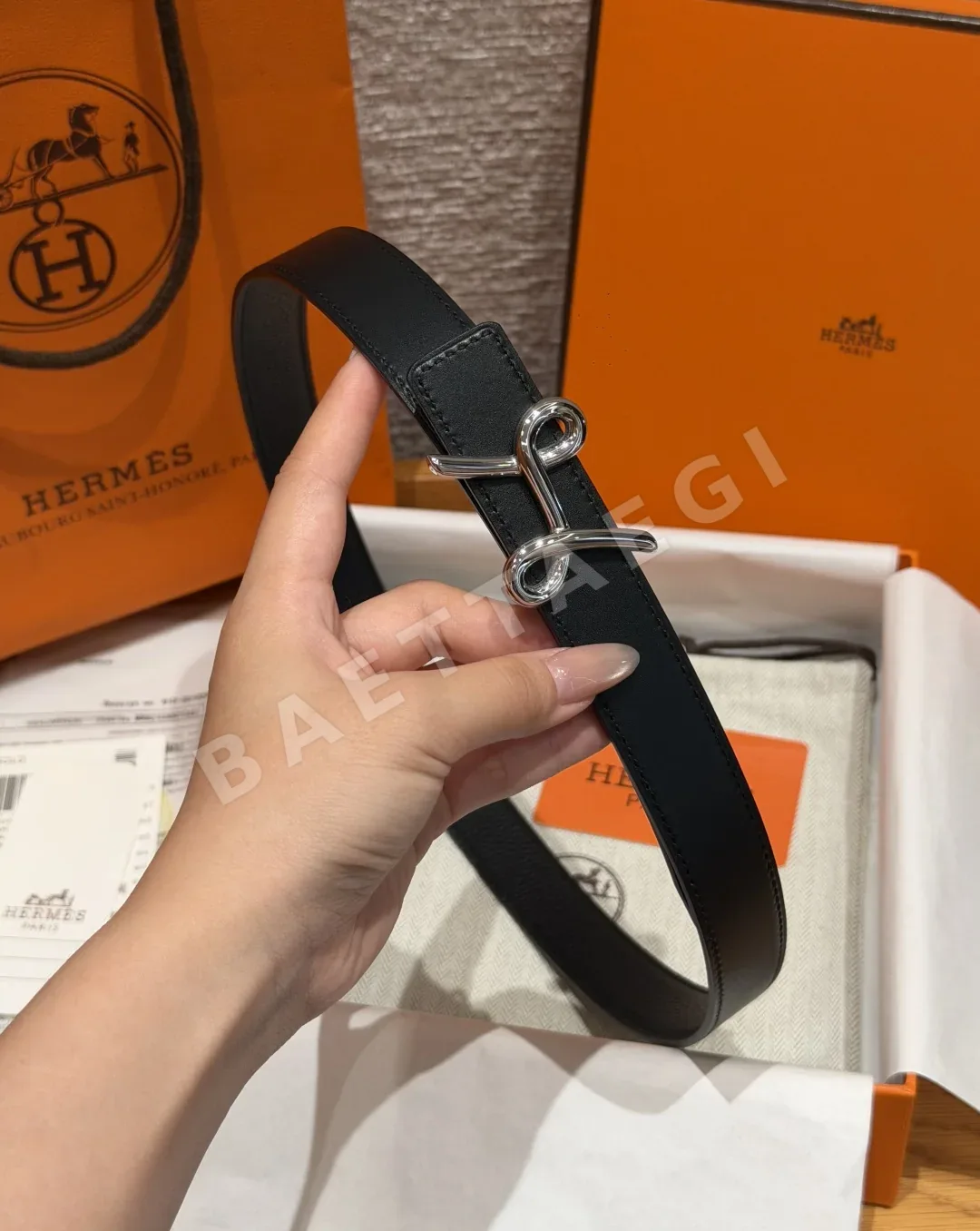 에르메스 H 크로와지에르 양면 가죽 벨트 상세 이미지 5