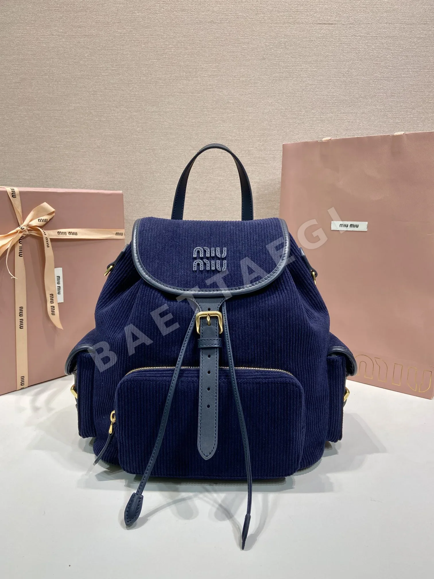미우미우 코듀로이 백팩 5BZ042 68577