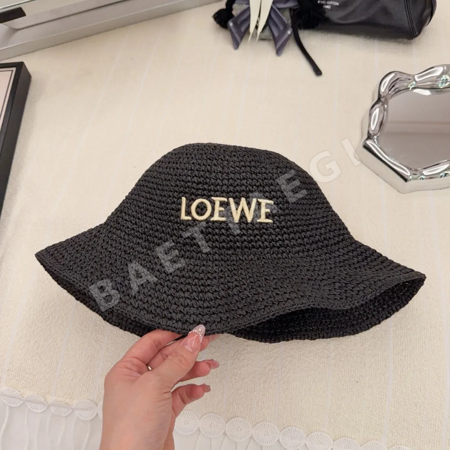 로에베 크로셰 자수 밀짚 모자 상세 이미지 8