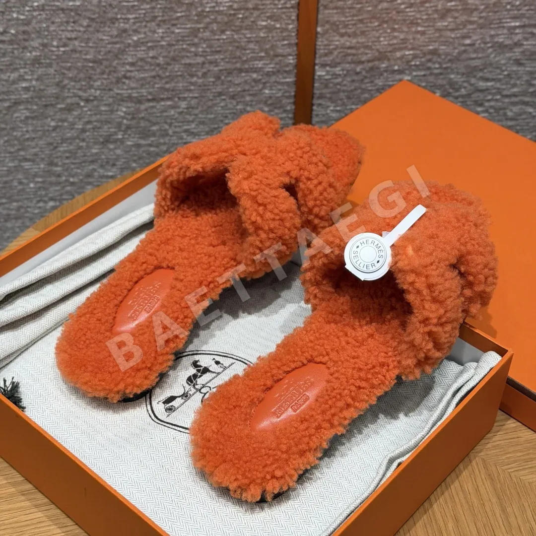 에르메스 오란 샌들 오렌지 울 H 컷아웃 상세 이미지 3